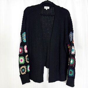 ADORA Cardigan with Crochet Block Sleeves Size 1X